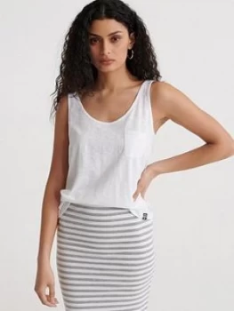 Image of Superdry Organic Cotton Essential Tank Top - White, Size 6, Women