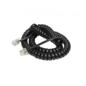 Image of Cables Direct 3m Coiled Telephone Handset Cord, Black