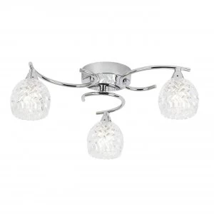 Image of 3 Light Semi Flush Multi Arm Ceiling Light Chrome, G9