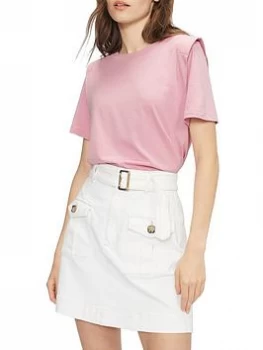 Image of Ted Baker Klaaraa Structured Shoulder T-Shirt - Dusky Pink , Dusky Pink, Size 4=14, Women