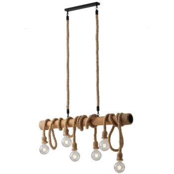 Image of Fan Europe Lighting - Fan Europe Rope - Rope Design Bar Pendant, Wood, E27