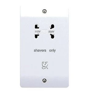 image of MK Flat Screwed White Dual Shaver socket