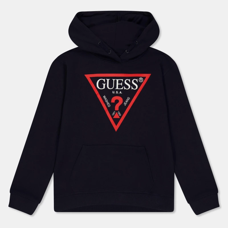 Image of Guess Triangle Logo OTH Hoodie - Blue Blue 7 - 8 Years