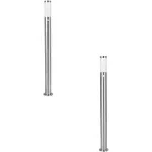 Image of 2 PACK IP44 Outdoor Bollard Light PIR Sensor Stainless Steel 1100mm Lamp Post