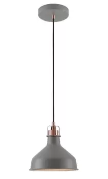 Image of Small Ceiling Dome Pendant, 1 x E27, Sand Grey, Copper, White