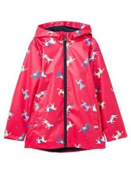 image of Joules Girls Horse Raindance Coat - Pink, Size 9-10 Years, Women