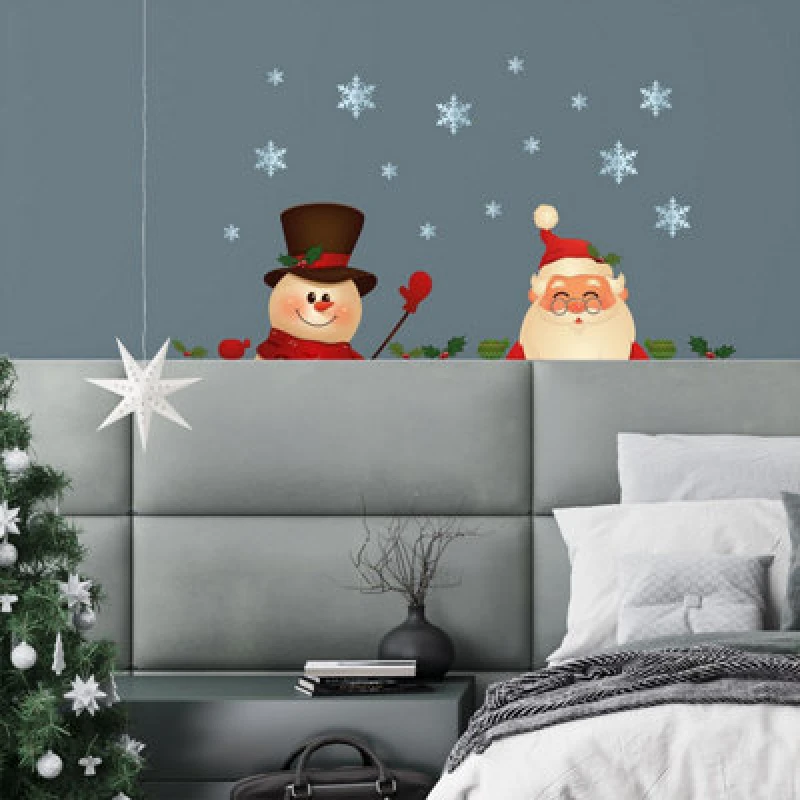 Image of Walplus Peeking Santa And Snowman Stickers Set Wall Stickers Wall Art, Diy Art, Home Decorations, Decals