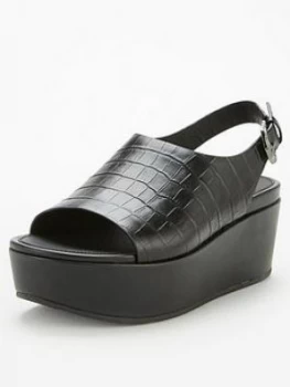 image of FitFlop Eloise City Wedge Sandal - Black, Size 3, Women