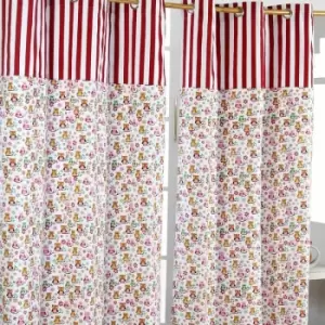 Image of Homescapes - homecapes Owls Printed Ready Made Eyelet Curtain Pair, 137 x 228cm Drop - Red