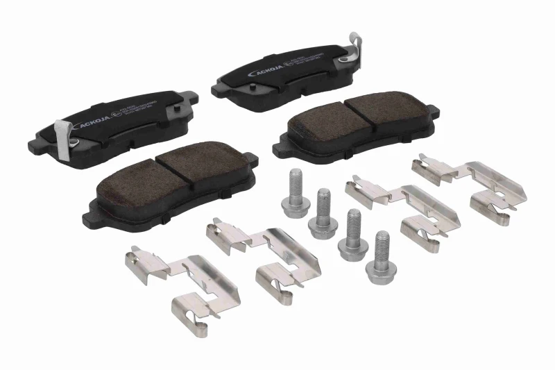 Image of ACKOJA A32-0030 Brake pad set Green Mobility Parts Front Axle, with acoustic wear warning, with accessories, with brake caliper screws Brake Pad Set,
