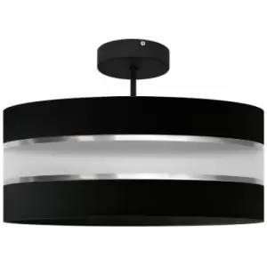 Image of Helam Helen Cylindrical Pendant Ceiling Light Black, Silver 40cm