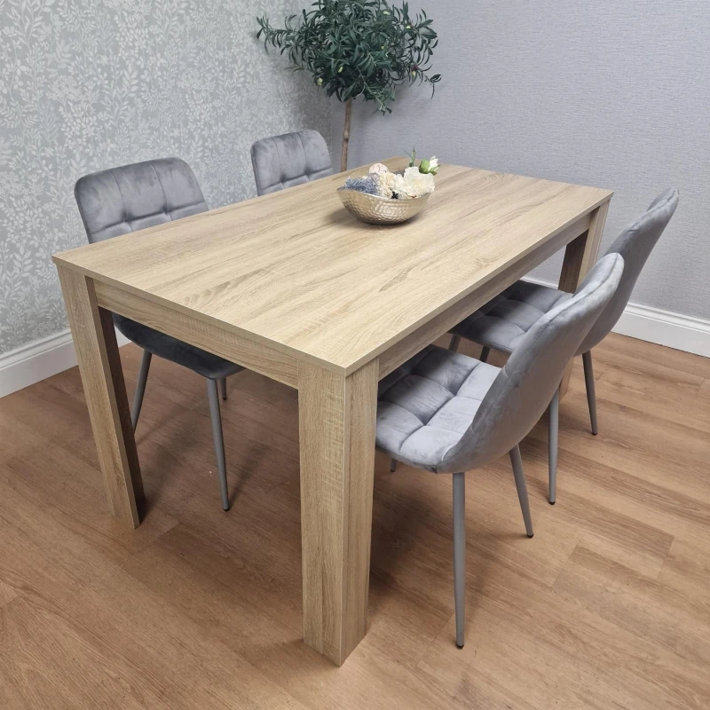Image of KOSY KOALA KOSY KOALA Dining Table Set with 4 Chairs Dining Room and Kitchen table set of 4 in Beige Size: 140cm x 80cm Beige 140cm x 80cm Unisex 50