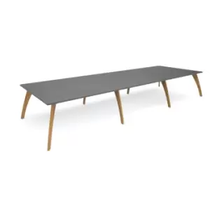 Image of Social Spaces Enable Worktable 3200mm x 1600mm Deep with Six Solid Oak Legs - Wh