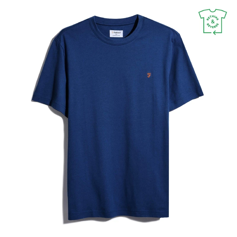 Image of Farah Danny Reg Short Sleeve Tee Blue Blue male