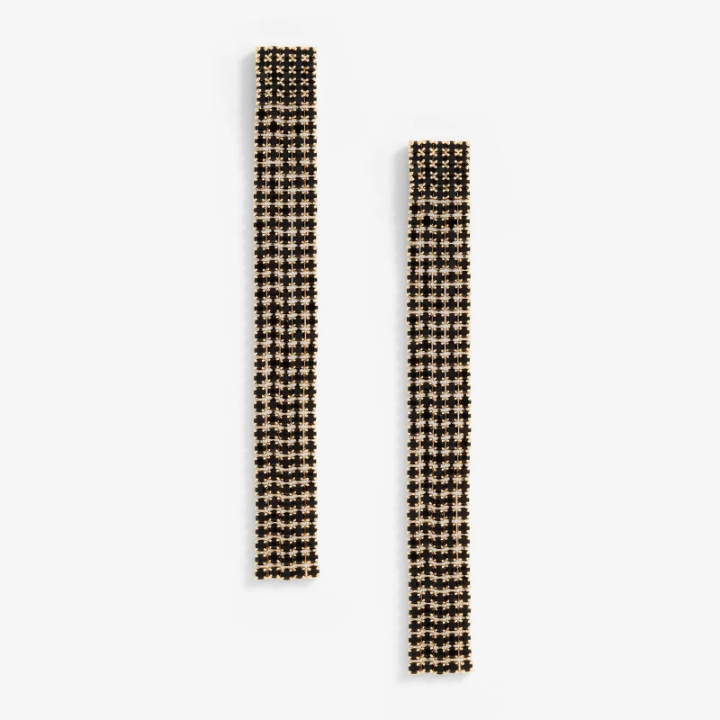 Image of Mood Black Diamante Drop Earrings Jewellery Sets One Size Black 72793703000