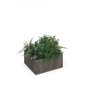 image of Flux modular storage single wooden planter box with plants - grey oak