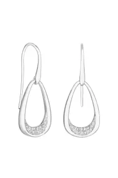 Image of Sterling Silver 925 Forward Facing Open Cubic Zirconia Drop Earrings