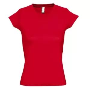 Image of SOLs Womens/Ladies Moon V Neck Short Sleeve T-Shirt (3XL) (Red)