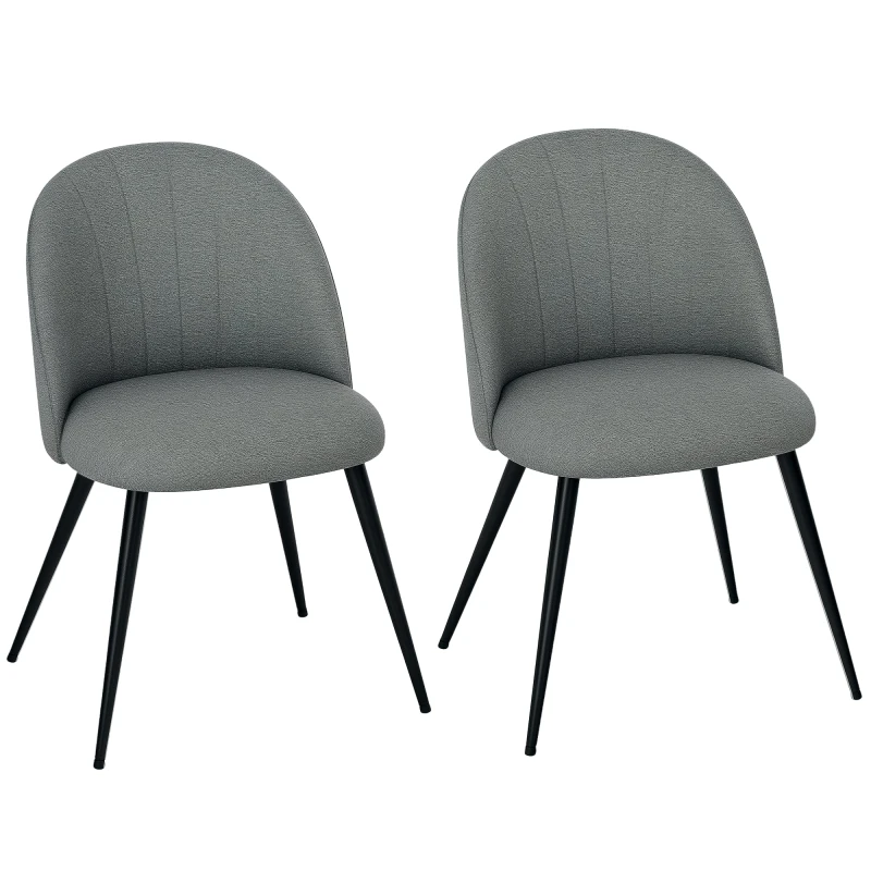Image of HOMCOM Set of 2 Dining Chairs with Shell Backrest and Padded Seat Grey