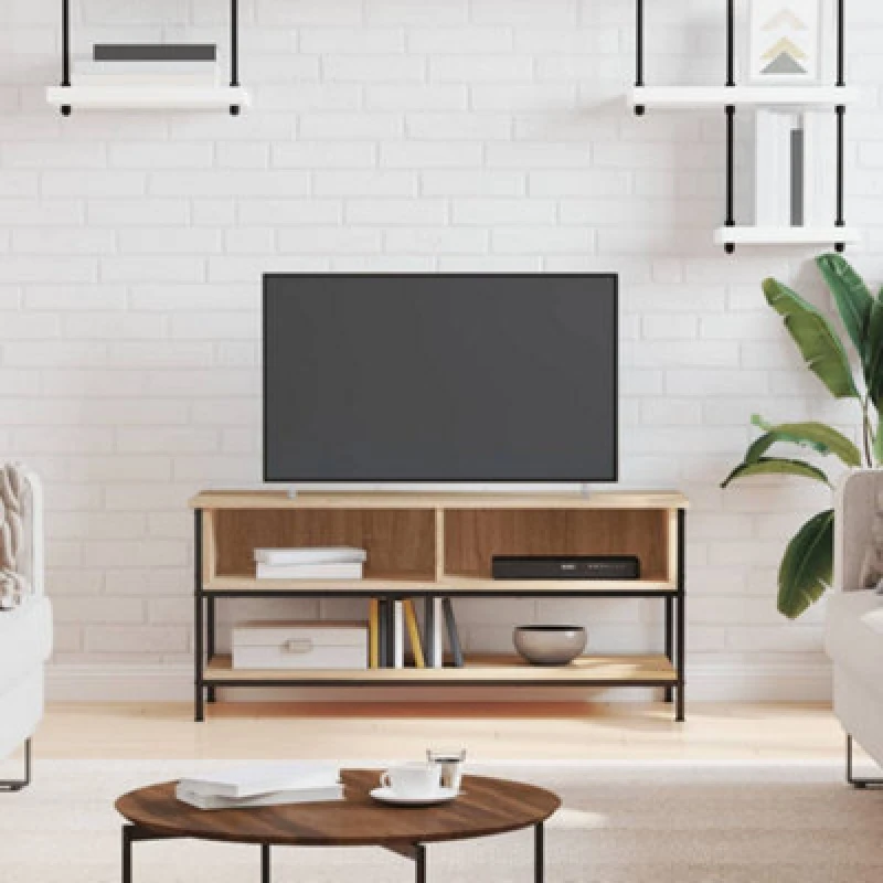 Image of vidaXL TV Cabinet Sonoma Oak 100x35x45cm Engineered Wood, Brown 832784