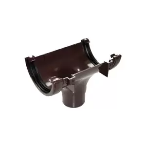 image of Floplast Brown Half Round Running Gutter Outlet, (L)138mm (Dia)112mm