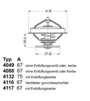 image of Coolant Thermostat 4116.87D1 by Wahler