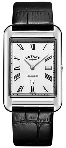 image of Rotary GS05280/01 Mens Cambridge Date Square Black Leather Watch