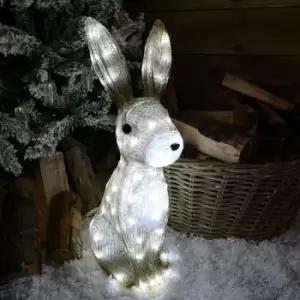 image of Snowtime - The Snowman 54cm Acrylic Christmas Hare / Rabbit Figure 80 LEDs