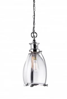 image of Ceiling Pendant Light Clear Glass, Polished Nickel, E27