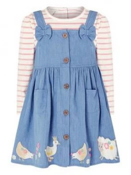 Image of Monsoon Baby Girls Duck Denim Pinny And Top - Blue