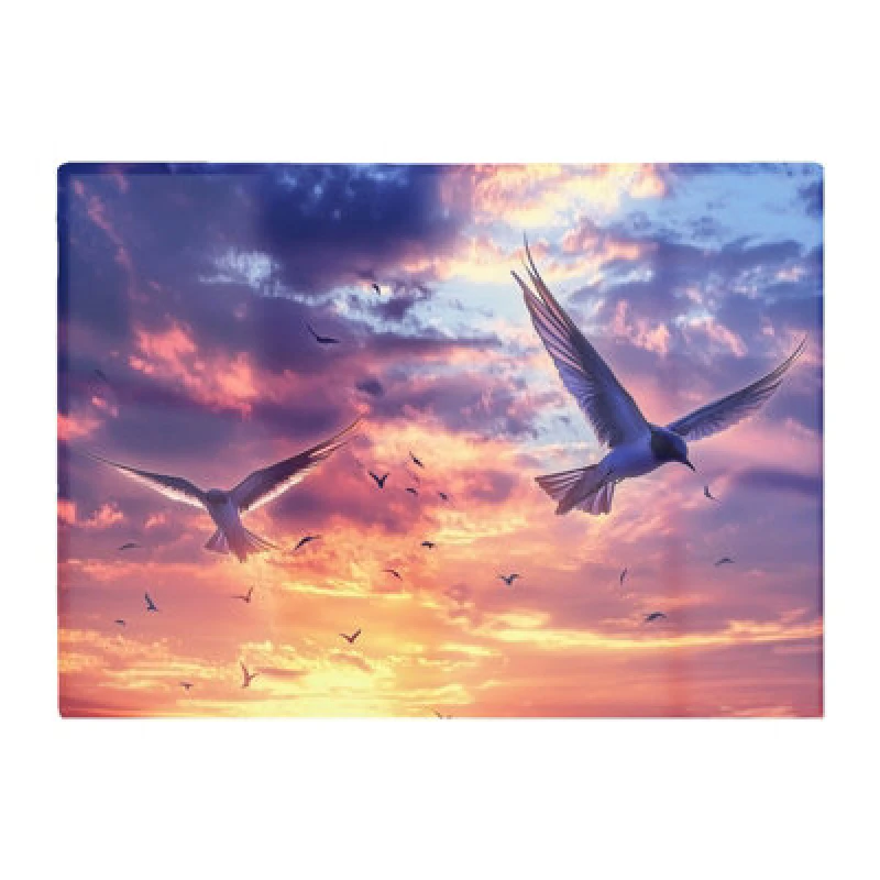 Image of Warren Reed Designer Dawn Flight: Swallows At Sunrise Chopping Board