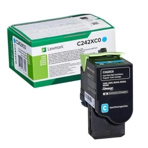 image of Lexmark C242XC0 Cyan Laser Toner Ink Cartridge