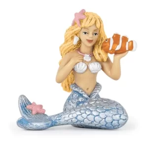 image of PAPO The Enchanted World Silver Mermaid Toy Figure, Three Years or Above, Multi-colour (39107)