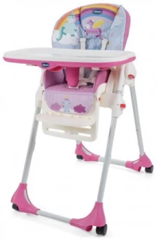 image of Chicco Polly Easy 4 Wheel Highchair - Unicorn