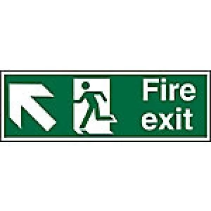 Image of Fire Exit Sign Up Left Arrow Vinyl 20 x 60 cm