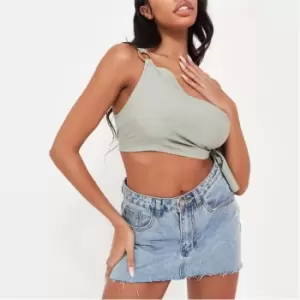 image of Missguided One Shoulder Beach Cover Up Top - Green