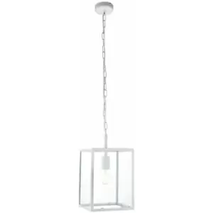 Image of Single Ceiling Pendant Light Matt White & Clear Glass 40W E27 Dimmable