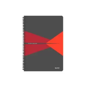 image of Office Notebook A4 Ruled, Wirebound with Cardboard Cover 90 Sheets. Red - Outer Carton of 5