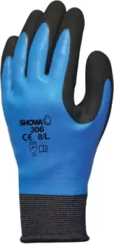 image of Showa Blue Latex Coated Nylon Work Gloves, Size 8, Medium, 2 Gloves