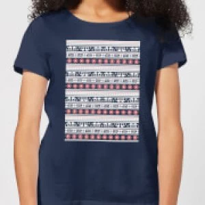 Image of Star Wars AT-AT Pattern Womens Christmas T-Shirt - Navy - L