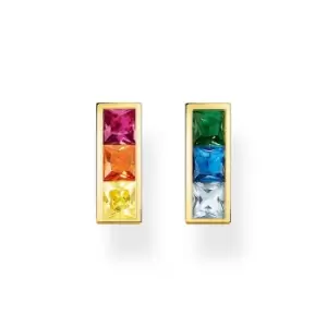 Image of THOMAS SABO Gold Plated Colourful Square Stones Stud Earrings