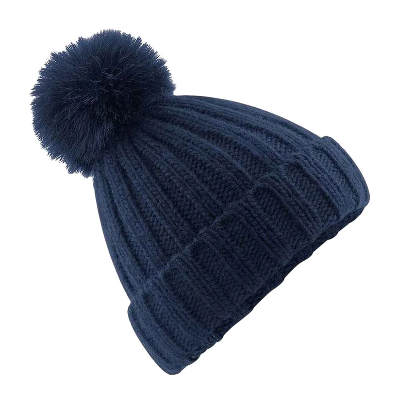 Image of Beechfield Beechfield Men Verbier Pom Pom Beanie in Navy Navy One Size Male 5063425849147