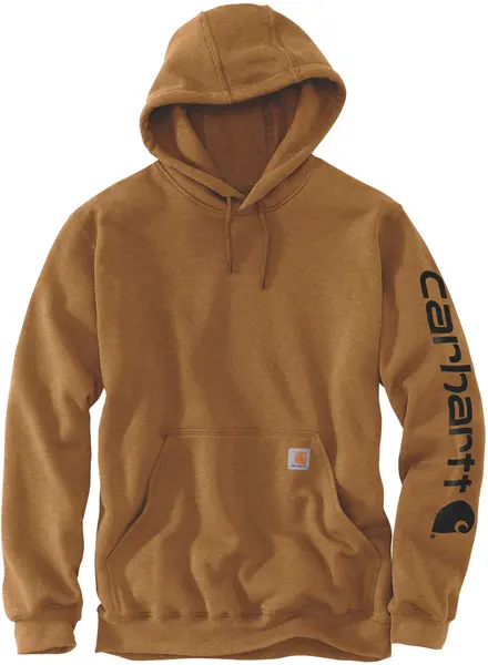 Image of Carhartt Midweight Sleeve Logo Hoodie, brown, Size L