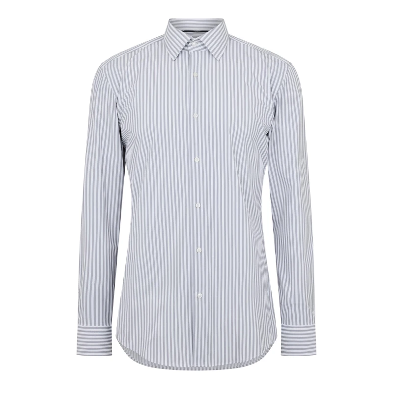 Image of Boss Mens P Hank Kent Long Sleeve Oxford Shirt Oxford Shirt - Long Sleeve 15.7 inch Grey 55301602410