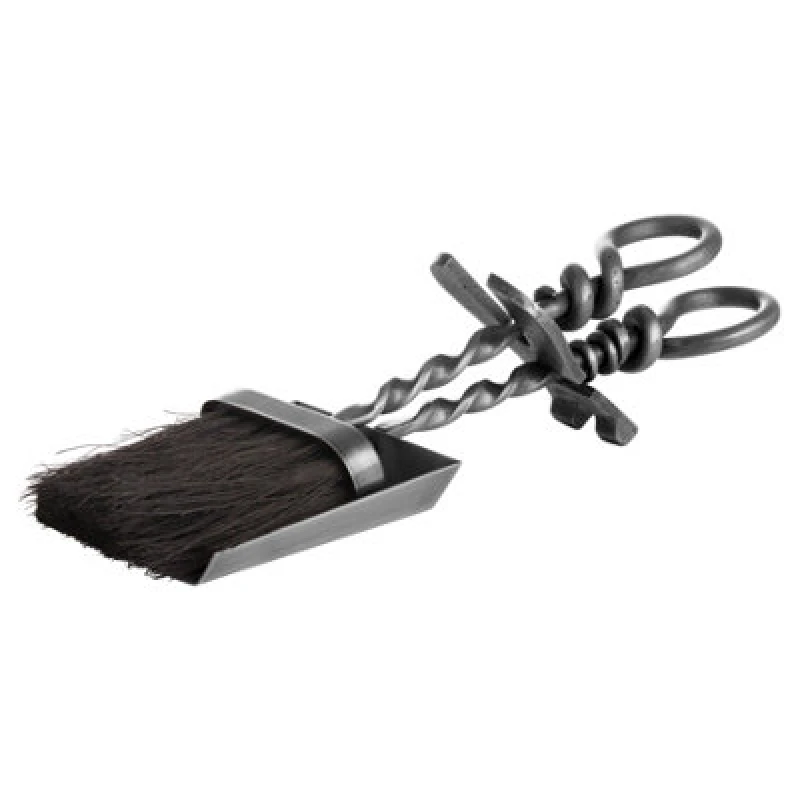 Image of Silver Hearth Tidy Set With Hand Turned Loop Handle
