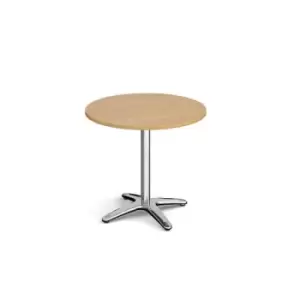 image of Roma circular dining table with 4 leg chrome base 800mm - oak