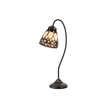 image of Interiors Brooklyn - 1 Light Complete Table Lamp Dark Bronze Paint, Tiffany, E14