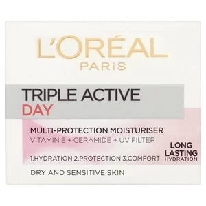 Image of LOreal Paris Triple Active Dry Sensitive Moisturiser 50ml