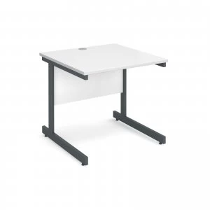 image of Contract 25 Straight Desk 800mm x 800mm - Graphite Cantilever Frame w