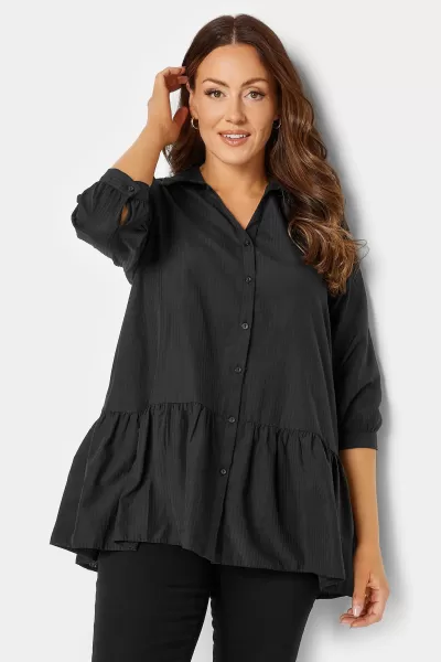 image of M&Co Stripe Frill Hem Shirt